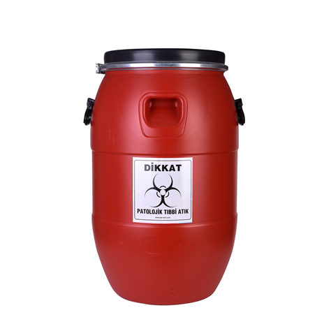 Patolojik Tıbbi Atık Varili Kulplu - 60 Lt | KAR-081Kırmızı